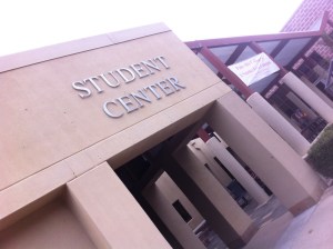 Photo of Palo Alto College's Student Center courtyard entrance.