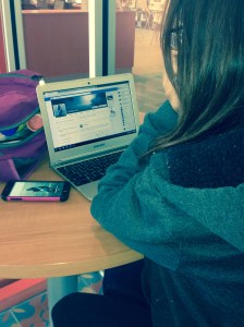 Lisa marie Silva, freshman Criminal justice major, logging on to Facebook