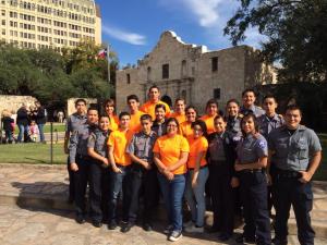 Pictures are students from the Palo Alto Explorer program as they pose in front of the Alamo    Photo contributed by the San Antonio Southside Explorers