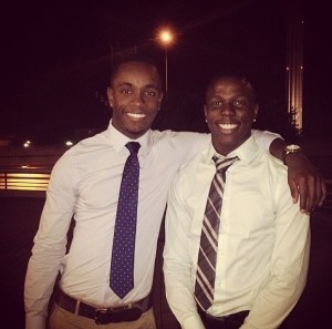 Photo of Kendal Williams and Nathaniel Scott at Nathaniel's high school graduation in June 2014. Both now attend Palo Alto College.