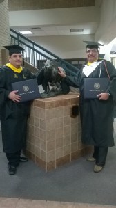 Photo of Anthony Alvarado (pictured on the right) after graduating from Texas A&M University at Kingsville.